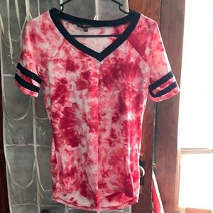 Bright Pink Short Sleeve V-Neck